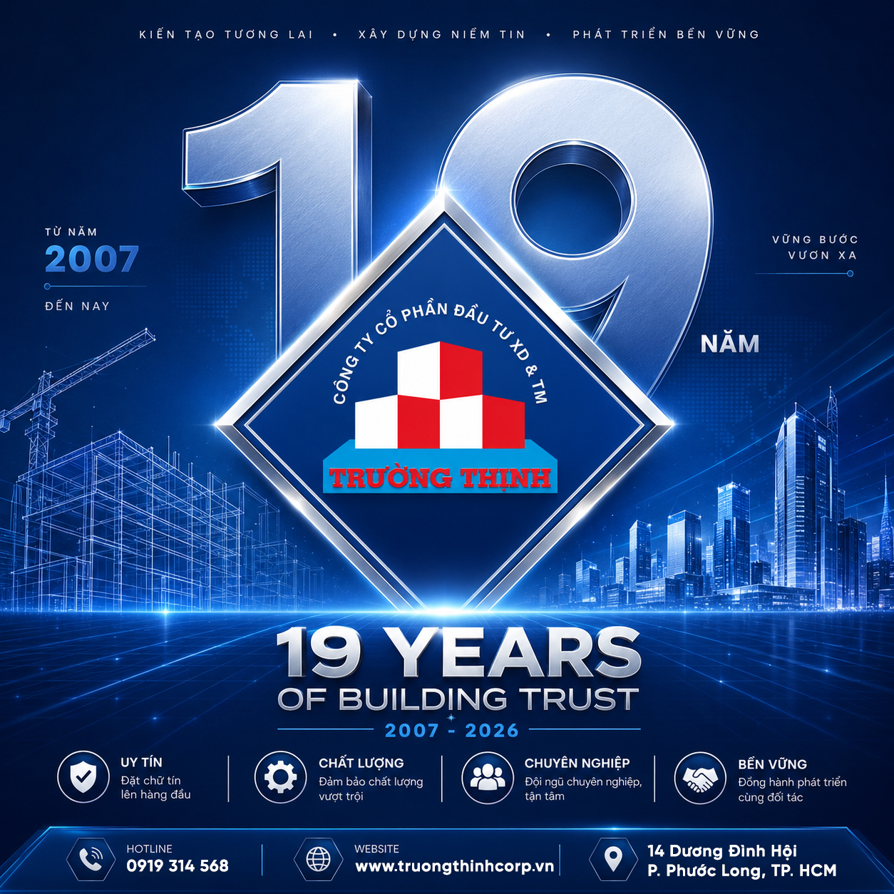 CHÚC MỪNG KỶ NIỆM 19 NĂM THÀNH LẬP TRƯỜNG THỊNH CORP